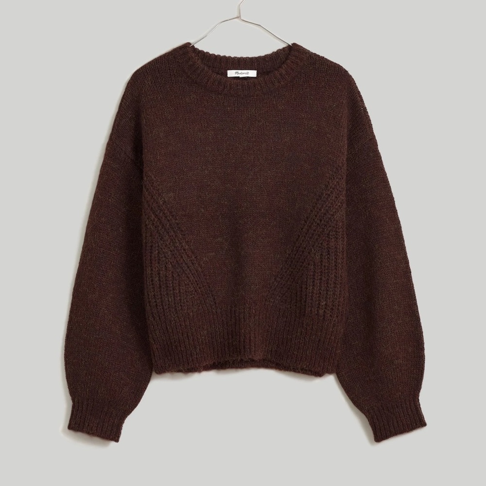 Madewell Wool-Blend Wedge Sweater in Heather Carob